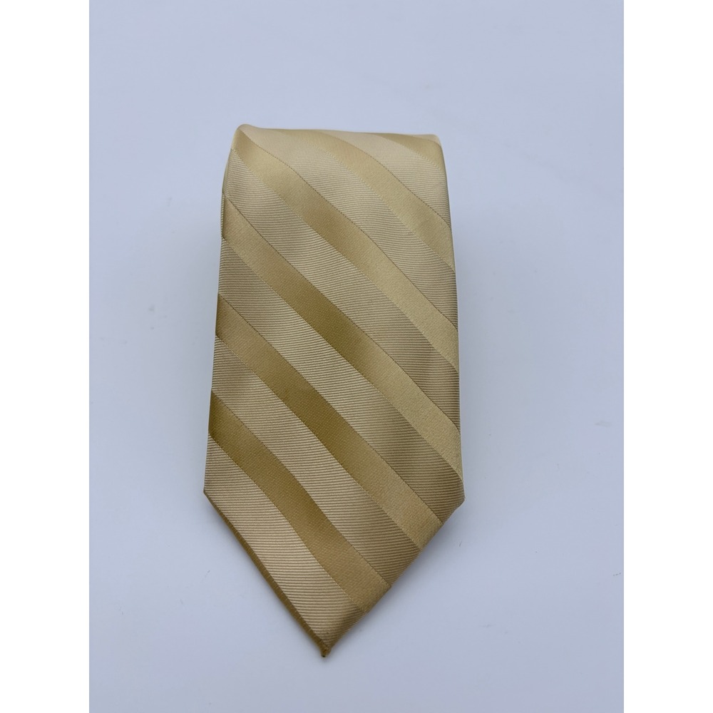 Croft & Barrow Necktie Mens One Size Gold Striped Classic Formal Business 8328